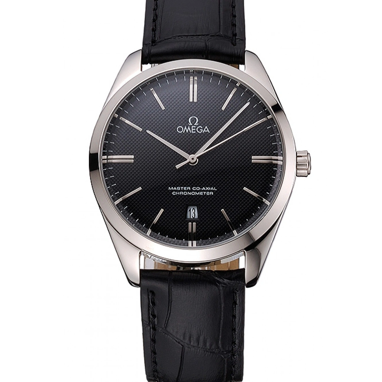 1027 Omega Tresor Master Co-Axial Black Dial Stainless Steel Case Black Leather Strap